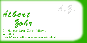 albert zohr business card